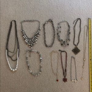 10 Pieces Silver and Gold Tone Mixed Necklace Collection - Women Jewelry